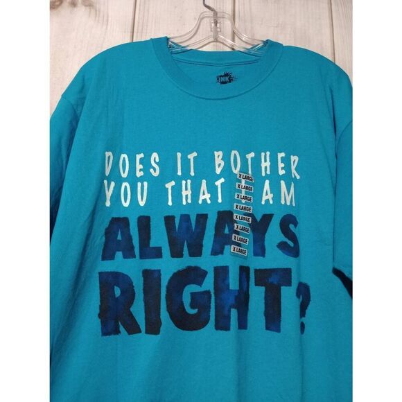 Ink Shirt Men's Extra Large Turquoise Graphic Tshirt Crew Neck Short Sleeve Funn - Picture 3 of 5